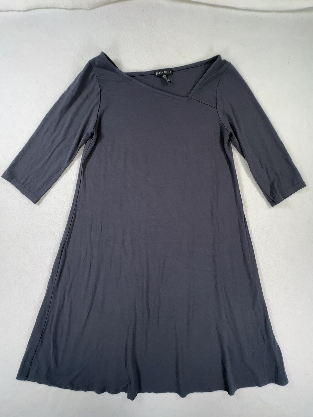 Eileen Fisher A-Line Dress 3/4 Sleeve V-Neck Slate Gray Women's Size XXS